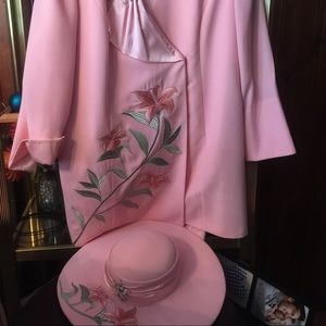 Beautiful pink suit (jacket , skirt and hat)
